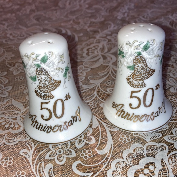 Lefton Other - LEFTON china 50th Anniversary salt & pepper shakers, 2 1/2” hi x 2”.  $19